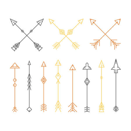 Line style arrow collection. Native American design elements.のイラスト素材