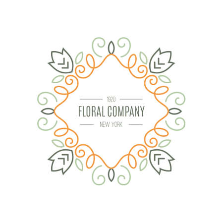 Perfect linear style vector frame with flourishes and curles.  Line art vector set. Logo template.のイラスト素材