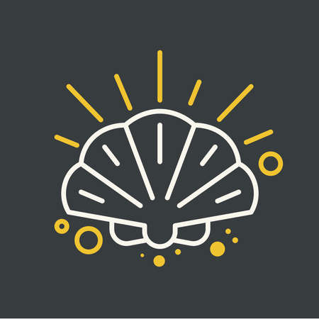 Line style logotype template with seashell. Isolated on background and easy to use. Perfect logo for your business. Clean and minimalistic symbol. Summer vacation concept.のイラスト素材