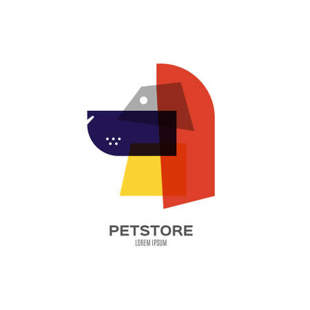 Single logo with a dog for veterinarian clinic, pet shop, dog walker, dog training. Easy to use and edit. Vector logo series.のイラスト素材