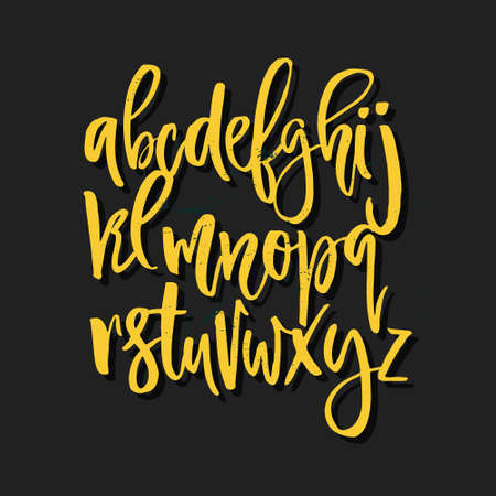 Letters of alphabet written with pen and ink. Unique vector alphabet. Calligraphy script. Lettering design.のイラスト素材