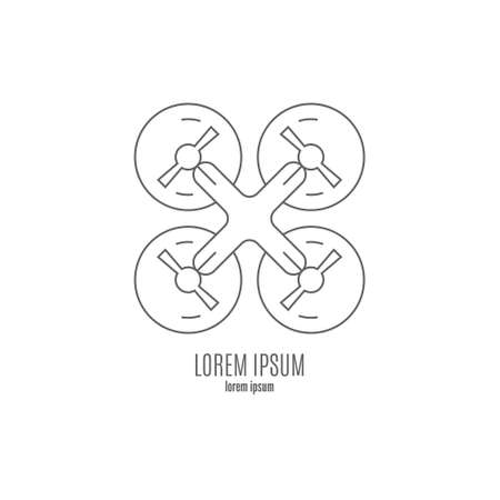 Line style logotype template with drone. Isolated on background and easy to use. Perfect logo for your business. Clean and minimalistic. Drone technology.のイラスト素材