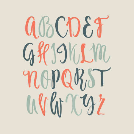 Handdrawn letters. Calligraphic vector alphabet. Unique font drawn by brush.のイラスト素材
