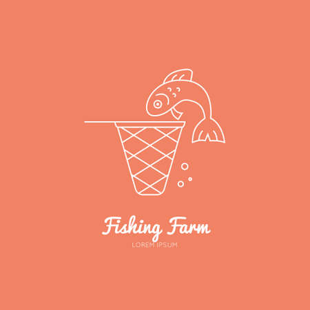 Fish jumping in the net - fishing concept illustration.のイラスト素材