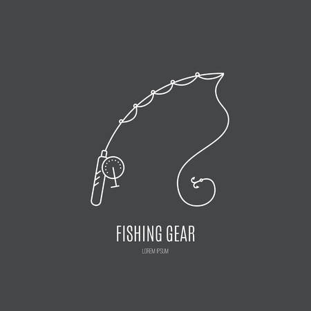 Fishing rod - fishing gear series made in line style vector.のイラスト素材