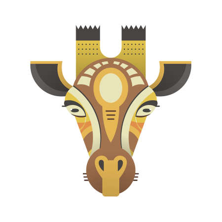 Portrait of a giraffe made in trendy flat style vector. African animal. Safari label or t-shirt design with cute animal character.のイラスト素材