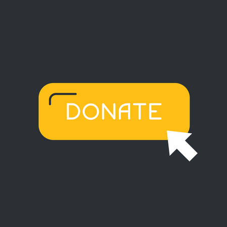 Clean and simple label donate with pointer - illustration for internet fundraising campaign, charity event, non-profit organization. Click and donate concept.のイラスト素材