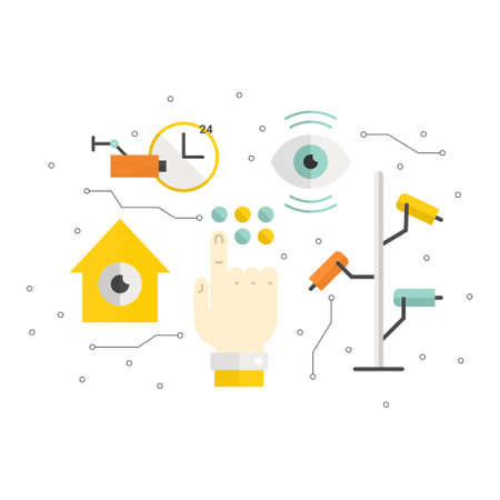 CCTV and security cameras made in flat style. Monitored area concept. Modern vector  isolated on background and easy to use. CCTV design.のイラスト素材