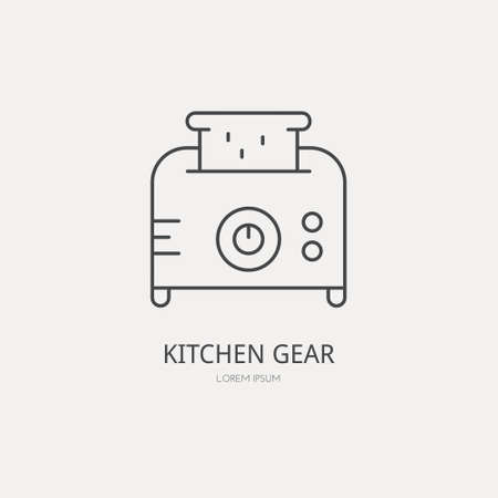Single with graphic illustration of a toaster made in line style vector. Clean and modern label for a shop, product or company.のイラスト素材