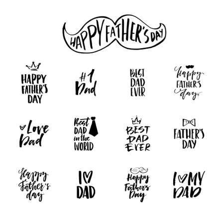 Vector typography design. Unique handdrawn emblem for fathers day - can be used on clothing, postcard, poster. Happy fathers day design.のイラスト素材