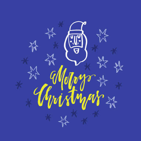 Handdrawn lettering for Christmas and New Year celebration. Holiday clipart typography. Calligraphic design for greeting cards, invitations and other holiday cheers.のイラスト素材