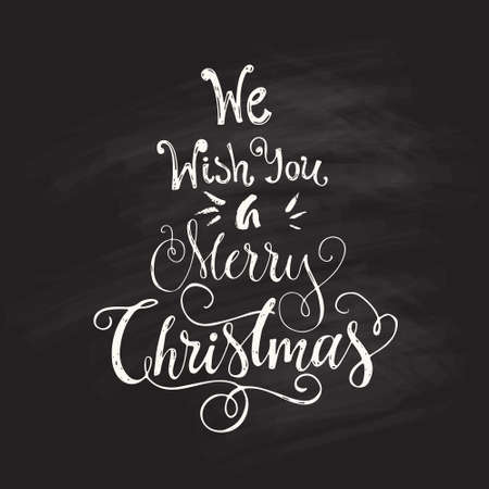 We Wish You A Merry Christmas - unique handdrawn design element for Christmas card, New Year poster. Vector art.のイラスト素材