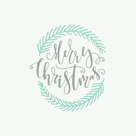 Christmas design element with handdrawn lettering. Unique design for greeting cards and invitations. Happy New Year clipart made in vector. Holiday calligraphy.のイラスト素材