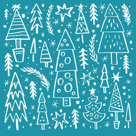 Christmas tree collection. Xmas design series. New Year or Christmas design element. Vector holiday clipart.のイラスト素材