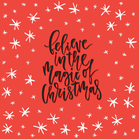 Vector decorated illustration with hand drawn text. Christmas lettering. Greeting card design.のイラスト素材