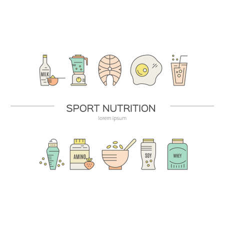 Sport nutrition or diet illustration made in vector. Healthy lifestyle series.のイラスト素材
