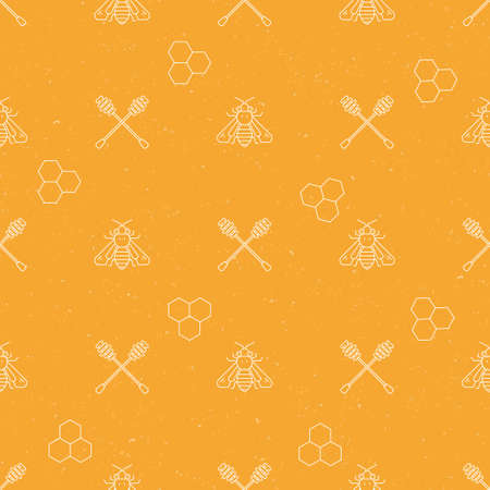 Seamless pattern collection - vector background with honey and bee elements.のイラスト素材
