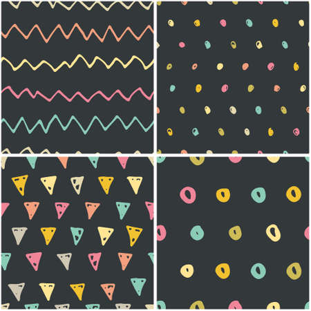 Handdrawn seamless pattern collection. Simple texture for backround, fabric or other types of design.のイラスト素材
