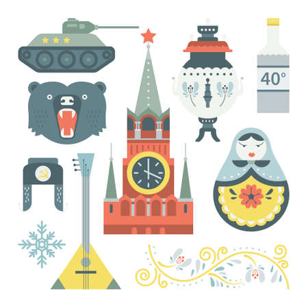 Clipart set with different symbols of Russia.のイラスト素材