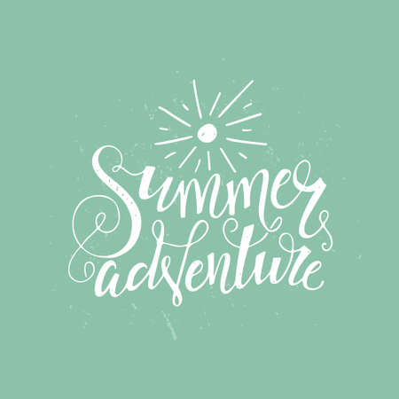 Summer Adventure - unique typography poster. Vector art. Perfect design element for housewarming poster or motivational banner.のイラスト素材