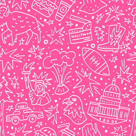 A Seamless pattern with symbols of United States of America. USA vector texture.のイラスト素材