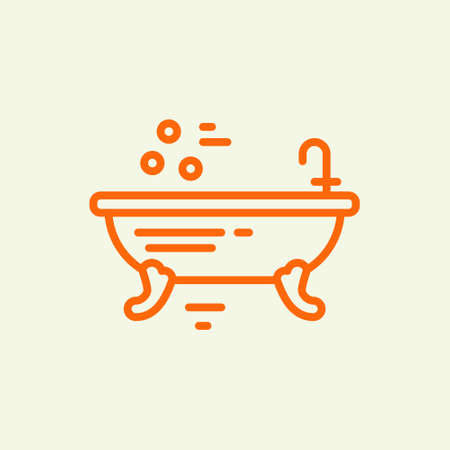 Modern line style illustration of freestanding bathtube - vector design for bath company, spa salon, plumbing service provider.のイラスト素材