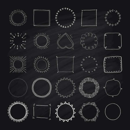 Big collection of handdrawn borders. Handdrawn doodle frames.のイラスト素材