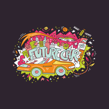 Vector concept of future car - electric and self-drivingのイラスト素材