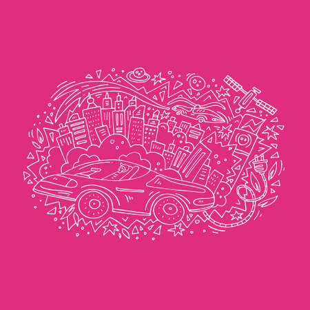 Vector concept of future car - electric and self-drivingのイラスト素材