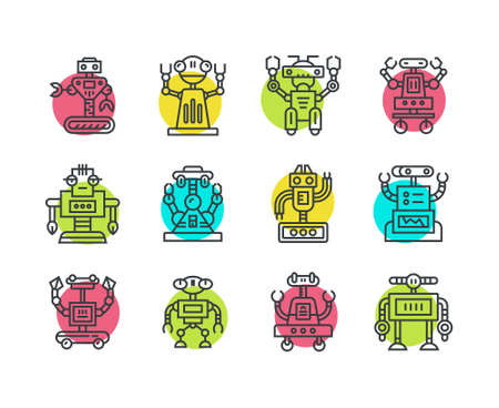 Big set of cute robots.のイラスト素材