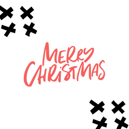 Merry Christmas - modern lettering with hand drawn design elements. Winter theme.のイラスト素材