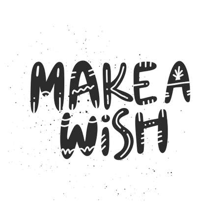 Christmas and New Year calligraphy phrase Make A Wish. Handwritten modern lettering for cards, posters, t-shirts, etc.のイラスト素材