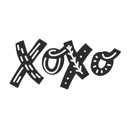 Xoxo - Christmas and New Year calligraphy phrase. Handwritten modern lettering for cards, posters, t-shirts, etc.のイラスト素材