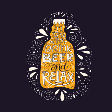 Hand drawn illustration with beer.のイラスト素材