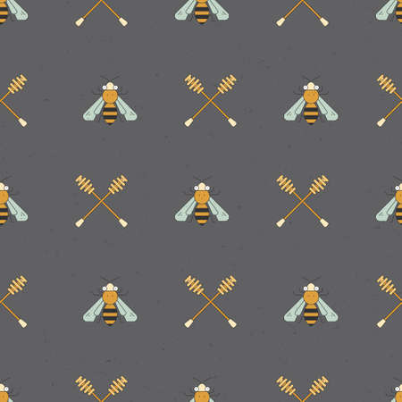 Simple vector honey pattern. Beekeeper background. Seamless pattern collection.のイラスト素材
