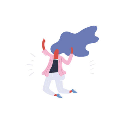 Vector illustration of positive woman in a jump and having fun. Flat drawing great for animation