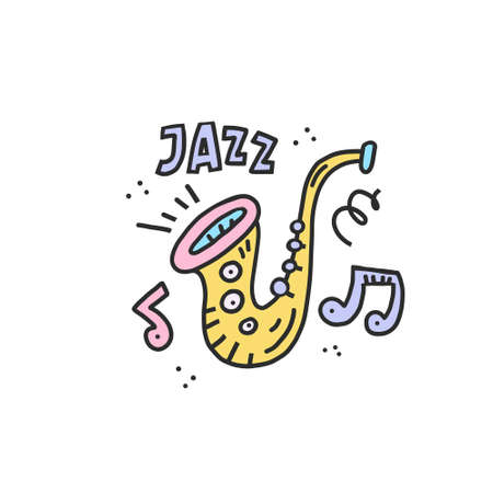 Jazz festival doodle vector illustrationのイラスト素材