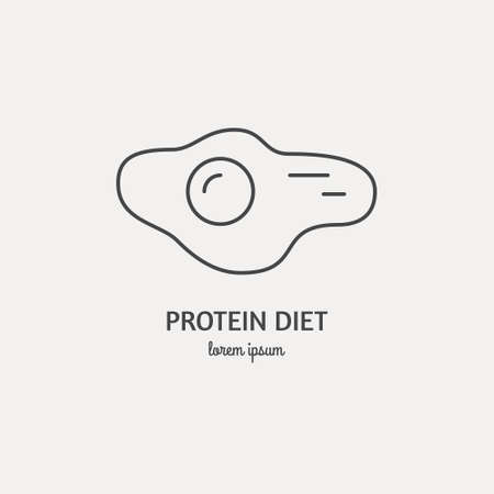 Line style vector icon. Illustration of a fried egg.のイラスト素材