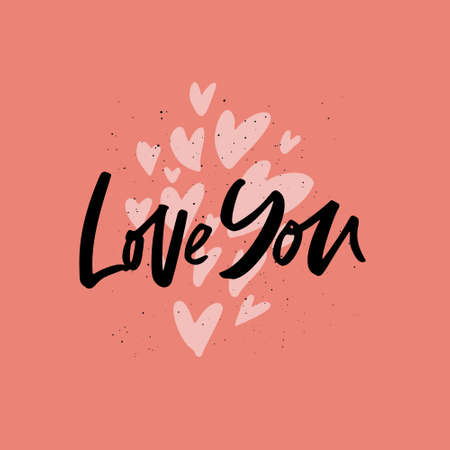 Love you flat hand drawn
