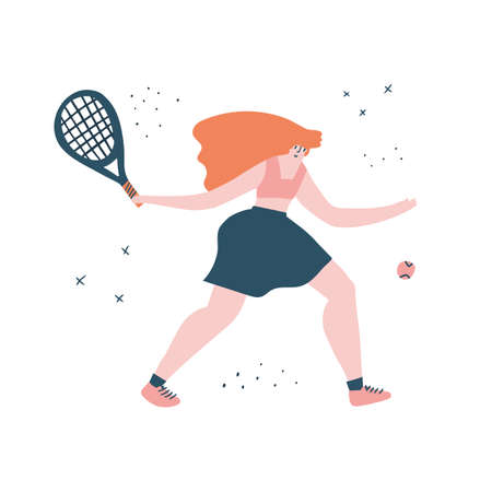 Female tennis player flat handのイラスト素材