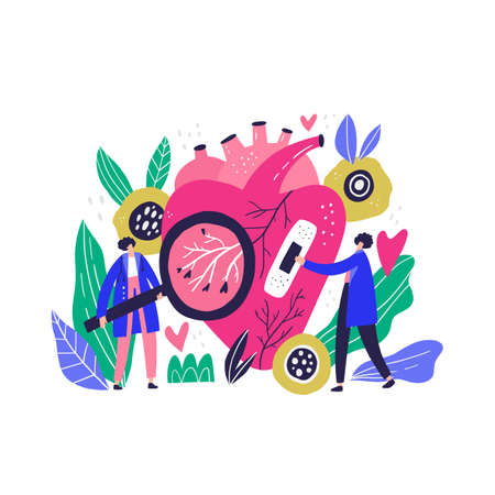 Heart disease treatment metaphor flatのイラスト素材