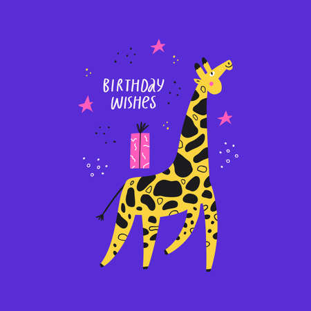 Giraffe flat vector illustration withのイラスト素材