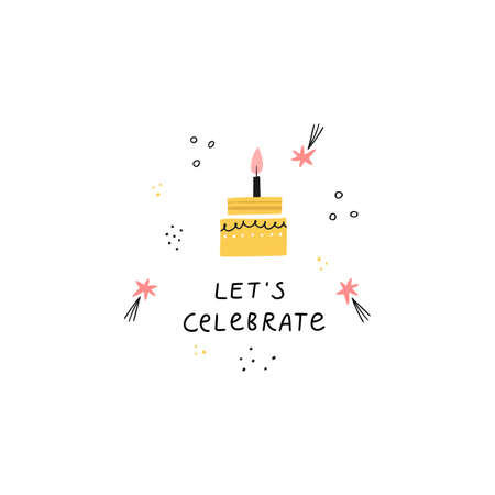 Bday cake and lets celebrateのイラスト素材