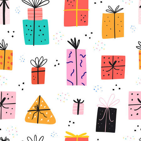 Birthday gift boxes flat vectorのイラスト素材