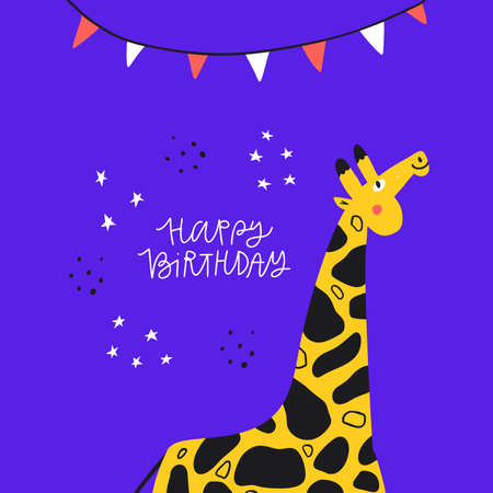 Giraffe flat vector illustration withのイラスト素材