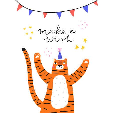 Tiger flat vector illustration withのイラスト素材