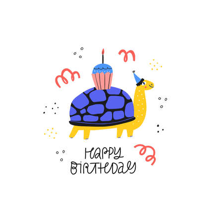Baby first birthday flat greetingのイラスト素材