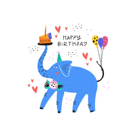 Happy birthday childish vector greetingのイラスト素材