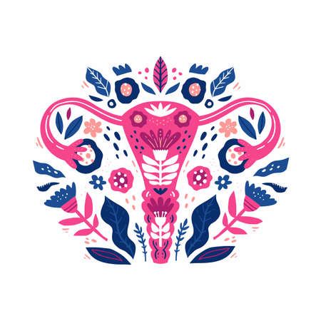 Female reproductive system stylized flatのイラスト素材