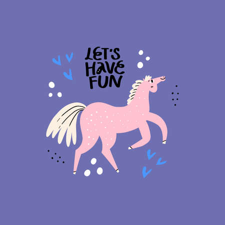 Happy walking horse. Stallion gallopingのイラスト素材